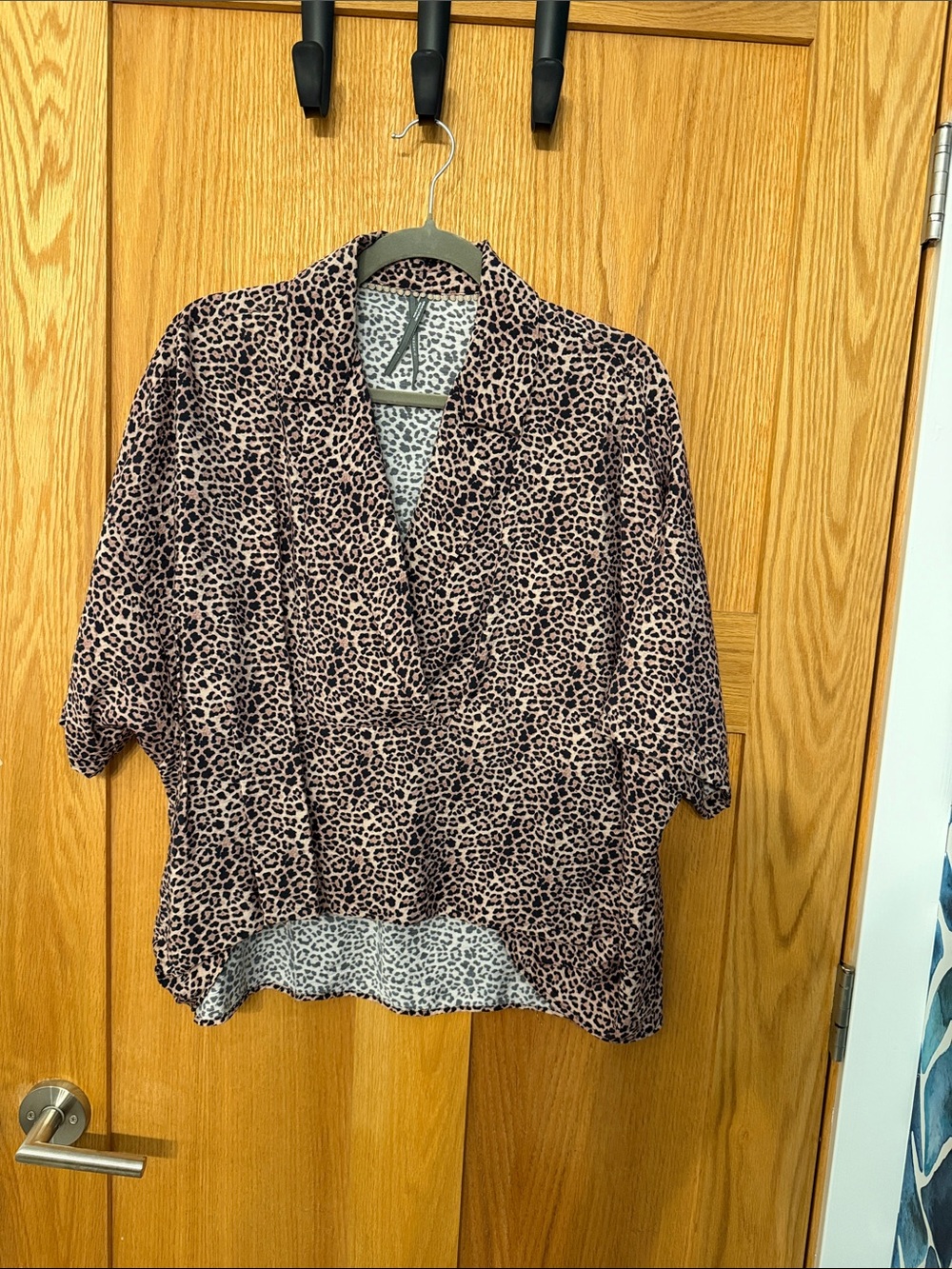 Anthropologie Taupe and Black Leopard Print Dolman Blouse